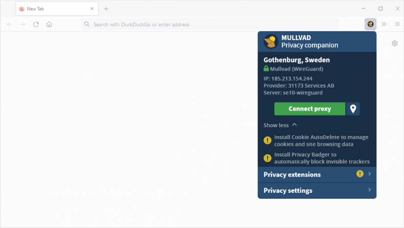 测试我们的新浏览器隐私工具：Mullvad 隐私助手 Beta